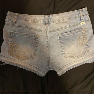 lei y2k embroidered denim shorts